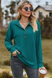 Half Button Dropped Shoulder Blouse - Trendsi - Flyclothing LLC