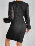 Round Neck Puff Sleeve Tulip Hem Mini Dress - Trendsi