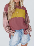 Round Neck Color Block Dropped Shoulder T-Shirt - Trendsi - Flyclothing LLC