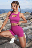Cutout Crop Top and Sports Shorts Set - Trendsi - Flyclothing LLC