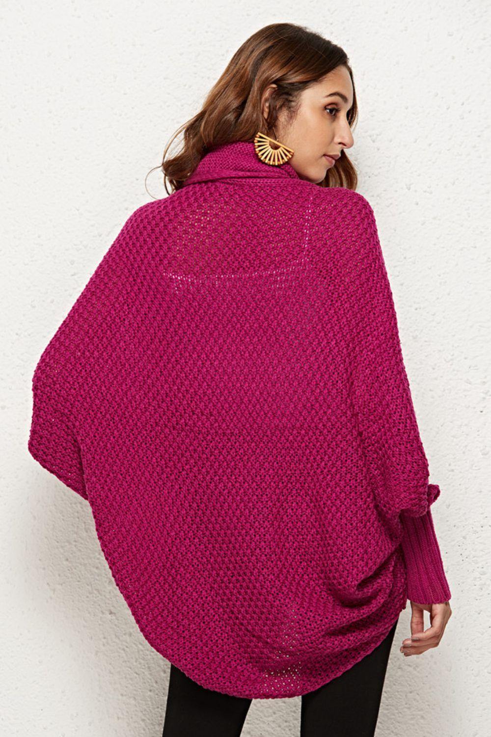 Open Front Dolman Sleeve Longline Cardigan - Trendsi