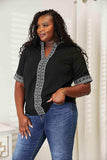 Double Take Embroidered Notched Neck Top - Trendsi - Flyclothing LLC