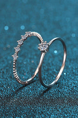 Moissanite 925 Sterling Silver Two-Piece Ring Set - Trendsi - Flyclothing LLC