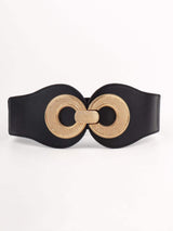 Alloy Buckle Elastic PU Belt - Trendsi - Flyclothing LLC