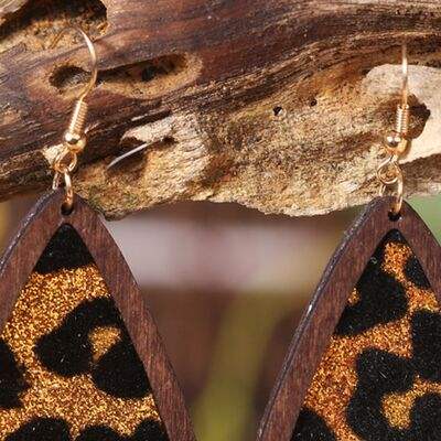 Sequin Wood Teardrop Earrings - Trendsi - Flyclothing LLC