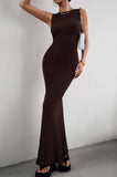 Round Neck Sleeveless Maxi Fishtail Dress - Trendsi - Flyclothing LLC