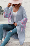 Fringe Sleeve Dropped Sholder Cardigan - Trendsi