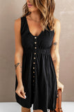 Sleeveless Button Down Mini Dress - Trendsi