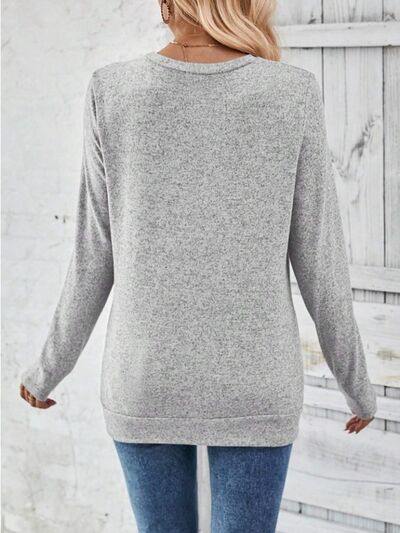 Round Neck Long Sleeve T-Shirt - Trendsi