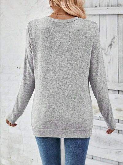 Round Neck Long Sleeve T-Shirt - Trendsi - Flyclothing LLC