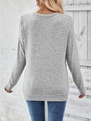 Round Neck Long Sleeve T-Shirt - Trendsi