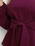 Plus Size Tie Front Long Sleeve Blouse - Trendsi