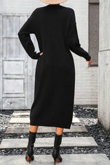 Notched Neck Dropped Shoulder Button-Down Midi Dress - Trendsi - Flyclothing LLC