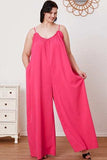 Full Size Ruffle Trim Tie Back Cami Jumpsuit with Pockets - Trendsi - Flyclothing LLC