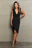 Deep V Sleeveless Tulip Hem Dress - Trendsi