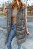 Longline Hooded Sleeveless Puffer Vest - Trendsi - Flyclothing LLC