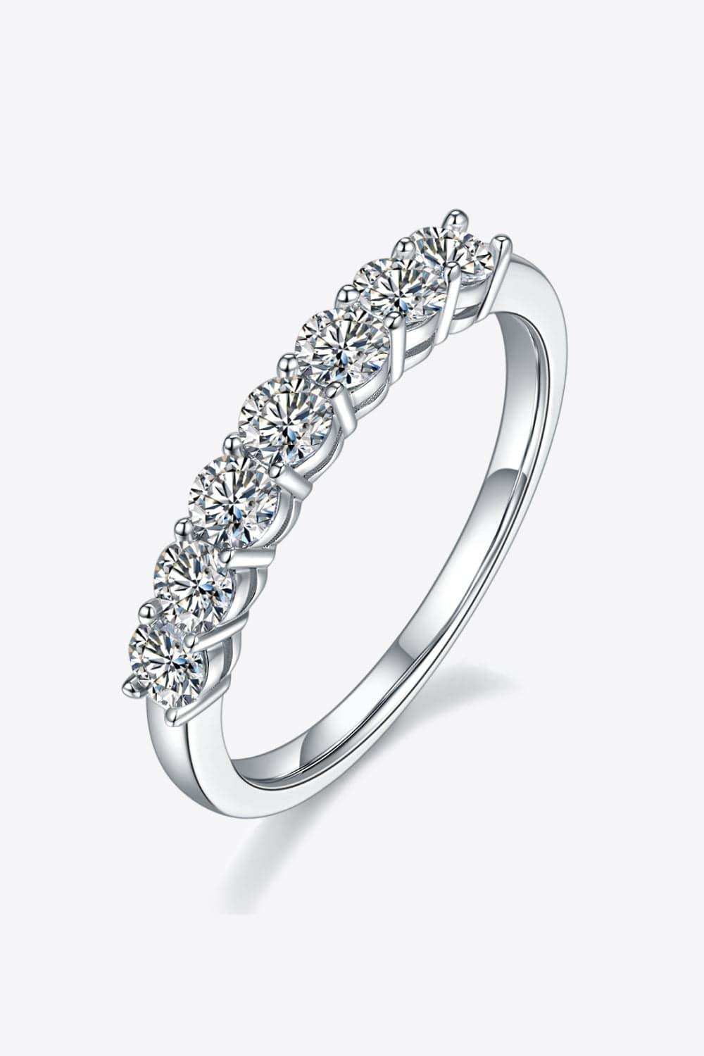 Moissanite Platinum-Plated Half-Eternity Ring - Trendsi - Flyclothing LLC