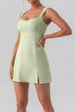 Square Neck Sleeveless Slit Mini Active Dress - Trendsi