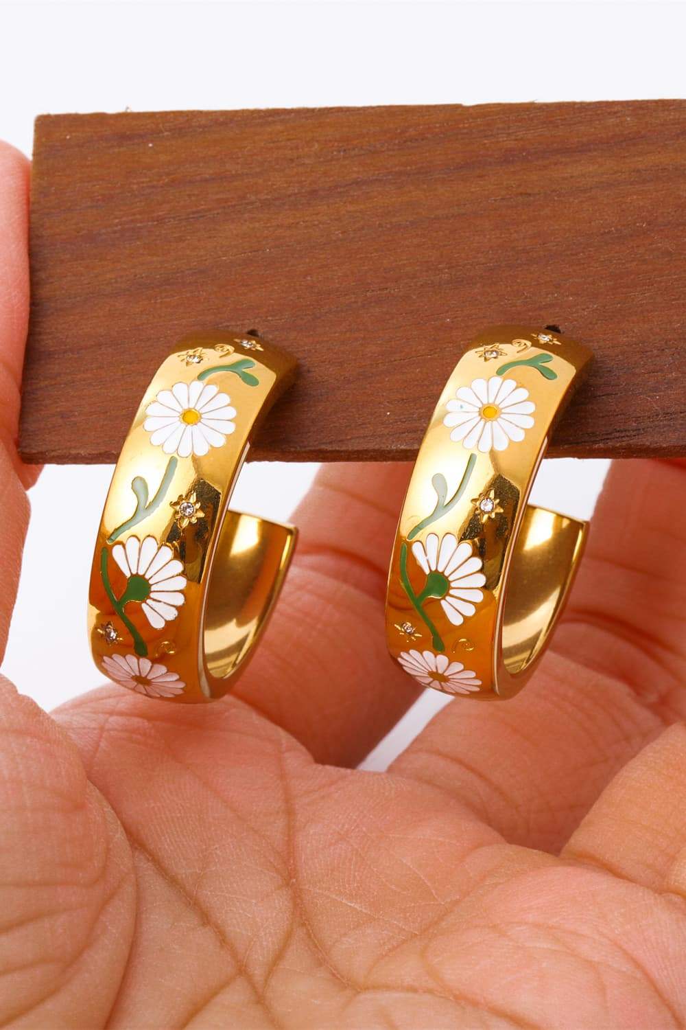 Stainless Steel 18K Gold Plated Ring Shape C-Hoop Earrings - Trendsi - Flyclothing LLC
