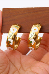 Stainless Steel 18K Gold Plated Ring Shape C-Hoop Earrings - Trendsi - Flyclothing LLC