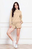 Round Neck Long Sleeve Sweatshirt and Drawstring Shorts Set - Trendsi - Flyclothing LLC