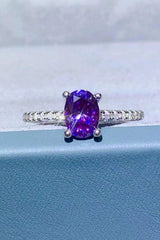 1 Carat Purple Moissanite 4-Prong Ring - Trendsi - Flyclothing LLC