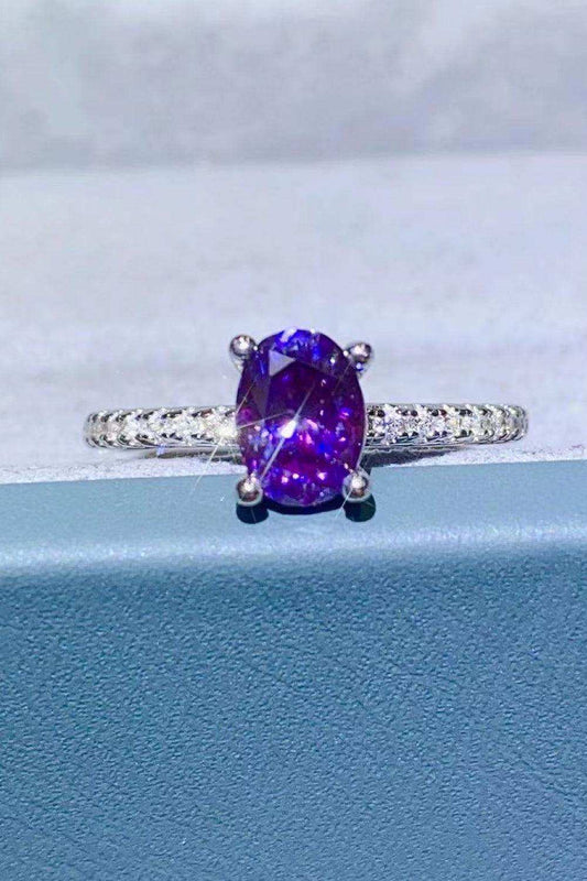 1 Carat Purple Moissanite 4-Prong Ring - Trendsi - Flyclothing LLC