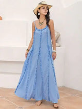 Frill Scoop Neck Maxi Cami Dress - Trendsi - Flyclothing LLC