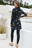 Printed Mock Neck Long Sleeve Top and Pants Swim Set - Trendsi - Flyclothing LLC