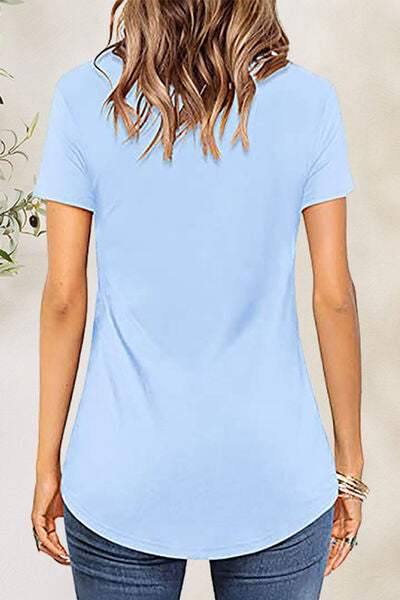 Crisscross Short Sleeve T-Shirt - Trendsi - Flyclothing LLC