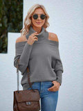 Off Shoulder Turtleneck Batwing Sleeve Sweater - Trendsi - Flyclothing LLC