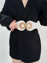 Alloy Buckle Elastic PU Belt - Trendsi - Flyclothing LLC