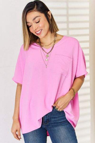Zenana Texture Short Sleeve T-Shirt - Trendsi - Flyclothing LLC