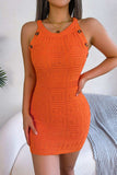 Decorative Button Sleeveless Knit Dress - Trendsi - Flyclothing LLC