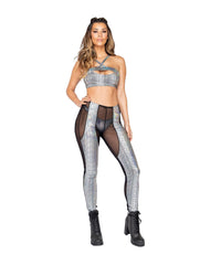 Roma Costume Two-Tone Sheer and Snakeskin Pants - Flyclothing LLC