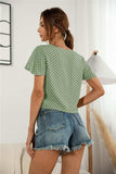 Decorative Button V-Neck Tied Blouse - Trendsi - Flyclothing LLC