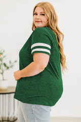 Plus Size Striped V-Neck Tee Shirt - Trendsi - Flyclothing LLC