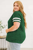 Plus Size Striped V-Neck Tee Shirt - Trendsi - Flyclothing LLC