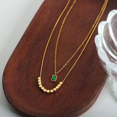 18K Gold-Plated Double-Layered Necklace - Trendsi - Flyclothing LLC