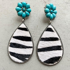 Turquoise Flower Teardrop Earrings - Flyclothing LLC