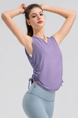 Notched Wide Strap Active Tank - Trendsi - Flyclothing LLC