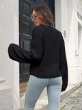 Round Neck Dropped Shoulder Sweater - Trendsi - Flyclothing LLC