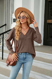 V-Neck Long Sleeve T-Shirt - Trendsi - Flyclothing LLC