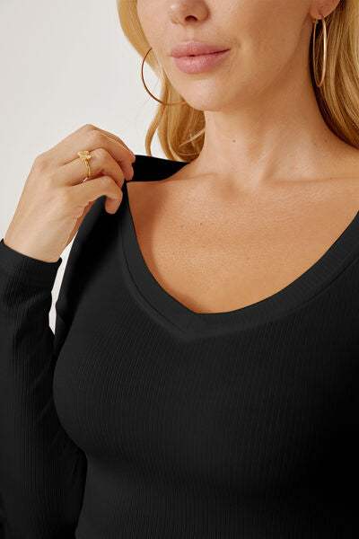 Round Neck Long Sleeve Cropped T-Shirt - Trendsi - Flyclothing LLC