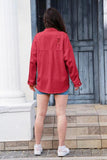 Distressed Button Up Raw Hem Denim Jacket - Trendsi