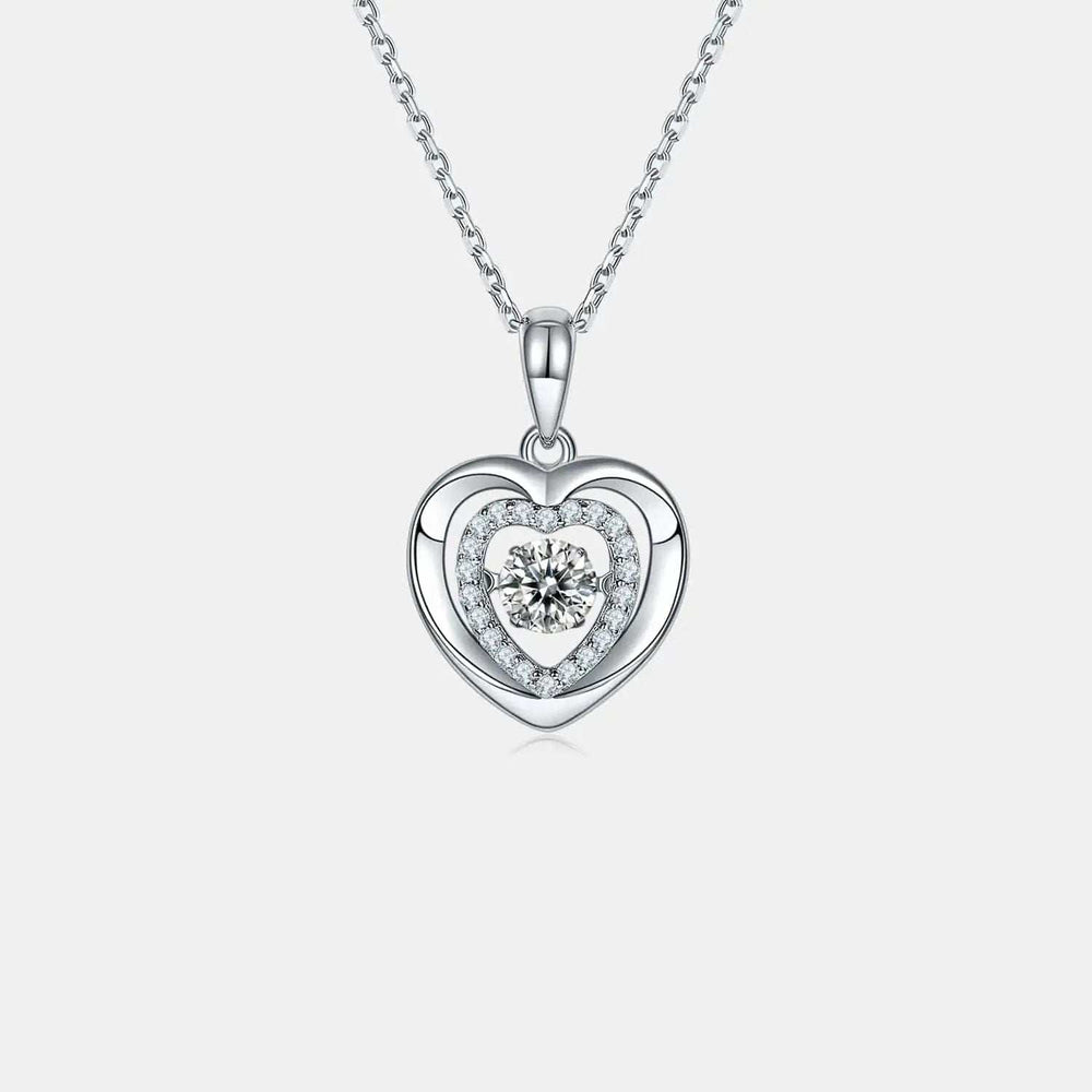 Moissanite 925 Sterling Silver Heart Necklace - Trendsi - Flyclothing LLC