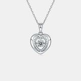Moissanite 925 Sterling Silver Heart Necklace - Trendsi