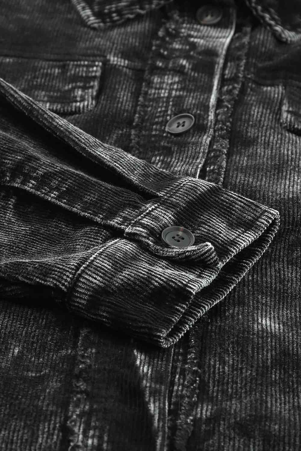 Washed Button Down Dropped Shoulder Jacket - Trendsi - Flyclothing LLC
