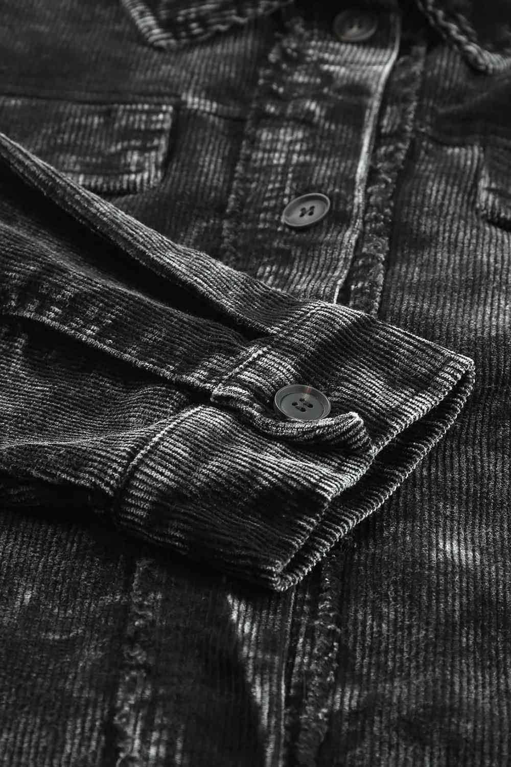 Washed Button Down Dropped Shoulder Jacket - Trendsi - Flyclothing LLC