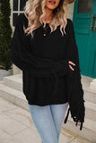 Fringe Round Neck Dropped Shoulder Sweater - Trendsi - Flyclothing LLC